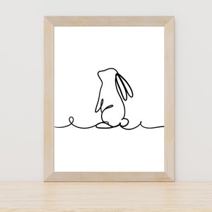 Bunny Line Art Rabbit Print Bunny Print Abstract Animal Wall Decor Minimalist Art Modern Room Decor Cute Printable Nursery Wall Art Drawing
