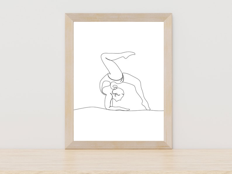 Gymnast Line Art Gymnastics Wall Art Gymnast Gift for Gymnastics Girl ...