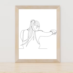 Boxing Line Art Female Boxer Wall Art Extreme Sport Printable Athlete Prints Boxing Simple Sketch Gift for Boxer Boxing Outline Drawing Art