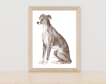Whippet watercolor painting