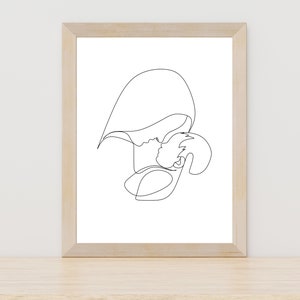 Line Drawing Mother and Baby, Mothers Day Gift, Mother and Child Wall Art, Infant Art, Newborn Art, Mother and Baby Gift, Nursery Decor Art