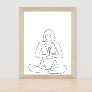 Printable Yoga Pose One Line Art, Black and White Line Art, Yoga Woman One Line Wall Poster, Minimalist Print Yoga, Body Positive Line Art