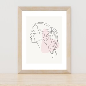 Female Ponytail Line Art, Printable Line Art, Feminist Art, Women Line Art, Neutral Wall Art, Digital Print, Minimal Art, Bohemian, Art