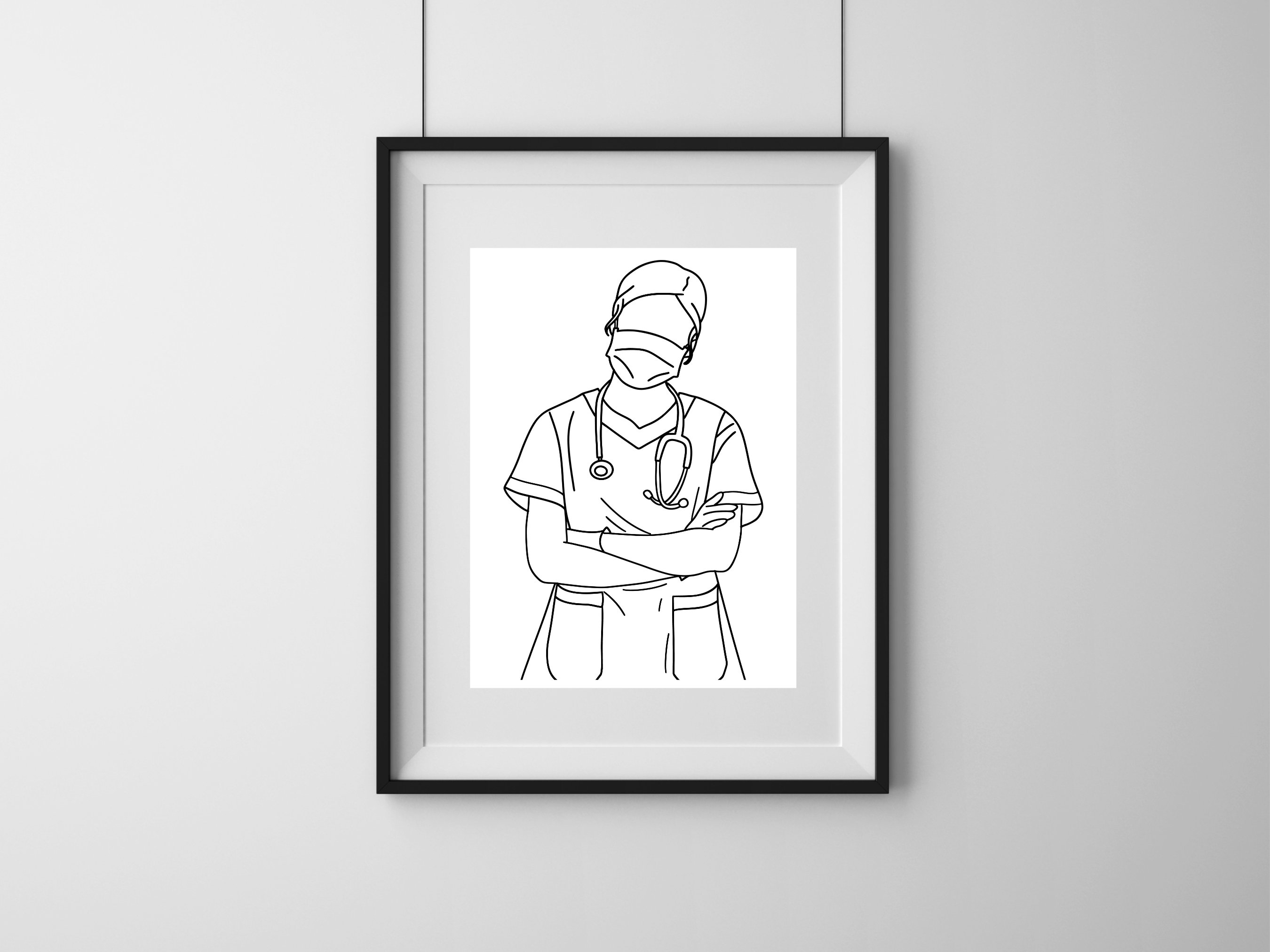 Nurse Line Art, Nursing Art, Nurse Gift, Nurse Office Decor, Nurse