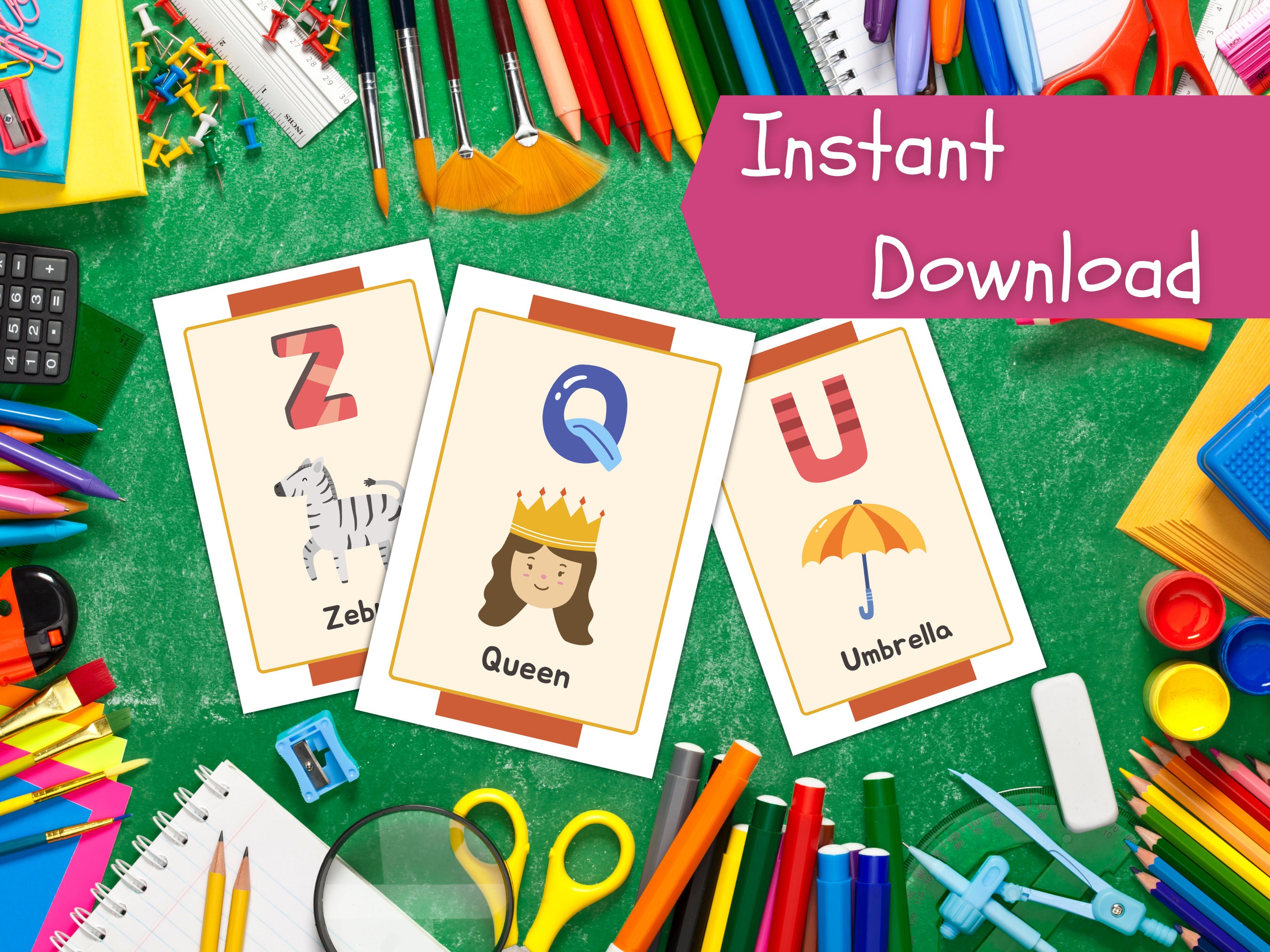 Alphabet Printable Letter Posters Alphabet Letter Cards Etsy