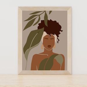 African American Cartoon Illustration Printable Wall Art, African Wall Art, Abstract Ethnic Art, Minimalist African, Illustration Print, Art