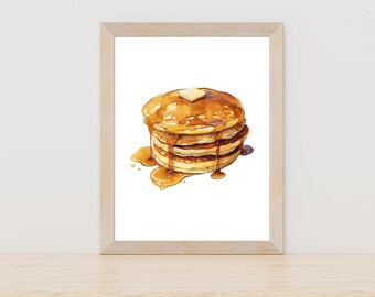 Pancakes watercolor painting