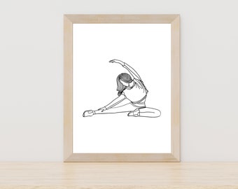 Digital Printable Yoga Pose Line Art, Workout Poster, Minimalist Yoga Line Art Poster, Yoga Line Art Wall Decor, Yoga Posture Line Wall Art