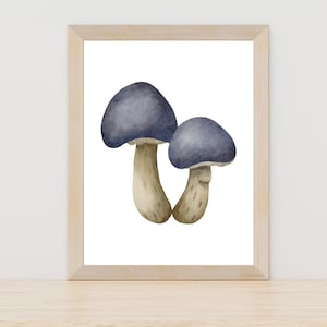 Mushroom watercolor art print, hand painted mushroom decor, nature inspired watercolor illustration, forager themed wall decor, rustic art