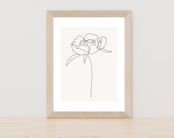 Minimal Digital Flower Art, Flower Wall Art, Floral Line Drawing, Minimal Flower Prints, Downloadable Art, Rose Line Art Print, Modern Art