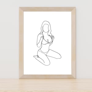 Women in Bikini Line Art, Bikini Art, Beach Art Print, Summer Art, Bikini Illustration, Beachwear Art, Swimsuit Art, Naked Women Artwork