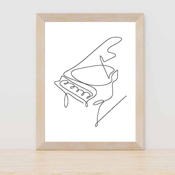 Minimalist Grand Piano Poster Line Drawing, Music Printable, Piano Player Wall Decor, Music Wall Art Poster Print, Piano Lover Gift, Music