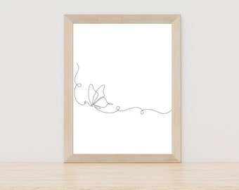 Butterfly Line Drawing Botanical Wall Art Minimalist Butterfly Wall Art Butterfly Continuous One Line Drawing Butterflies Wall Art Nursery