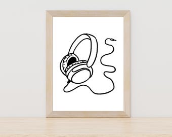 Headphones line art