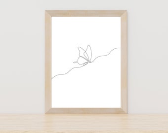 Butterfly Line Art Butterfly Wall Art Printable Butterfly Wall Art Butterfly Line Print Butterfly Drawing Butterflies Fine Line Art Sketch