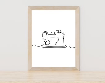 Sewing Machine Line Art Fashion Tailoring Print Sewing Poster Seamstress Wall Art Craft Room Wall Art Sewing Digital Wall Art Sewing Poster