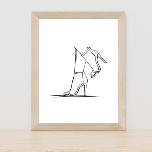Heels Linie Kunst, minimalistische Modekunst, Schuh Illustration, High Heel Druck, Mode Wandkunst, moderne Linie Kunst, minimalistische Wohnkultur, Schuh
