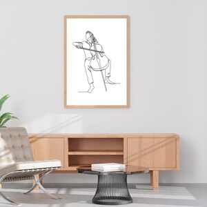 Minimalist Cello Line Art, Digital Download, String Music Print, Room ...