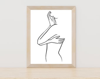 Naked Woman Line Art, Donna Body Line Art Stampabile, Female Line Drawing, Woman Wall Art, Woman Body Line Art, Female Silhouette Print, Woman