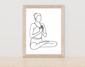 Minimalist Yoga Art, Yoga Wall Decor, Yoga Line Drawing, Yoga Printable Wall Art, Meditation Poster,Yoga Pose,Yoga Art, Printable Wall Art,