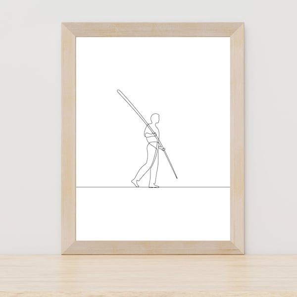 Tight Rope Walker Line Art, Art of a Tight Rope Walker, Tight Rope Walker, Sport Line Art, Minimalist Line Art, Continuous Line Art Print