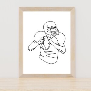 American Football Print, NFL Home Decor, Printable Football Player Poster, Football Lover Digital Download, Football Wall Decor,Football Art