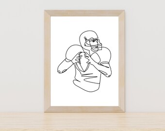 Impresión de fútbol americano, Decoración del hogar de la NFL, Póster de jugador de fútbol imprimible, Descarga digital para amantes del fútbol, Decoración de la pared de fútbol, Arte de fútbol