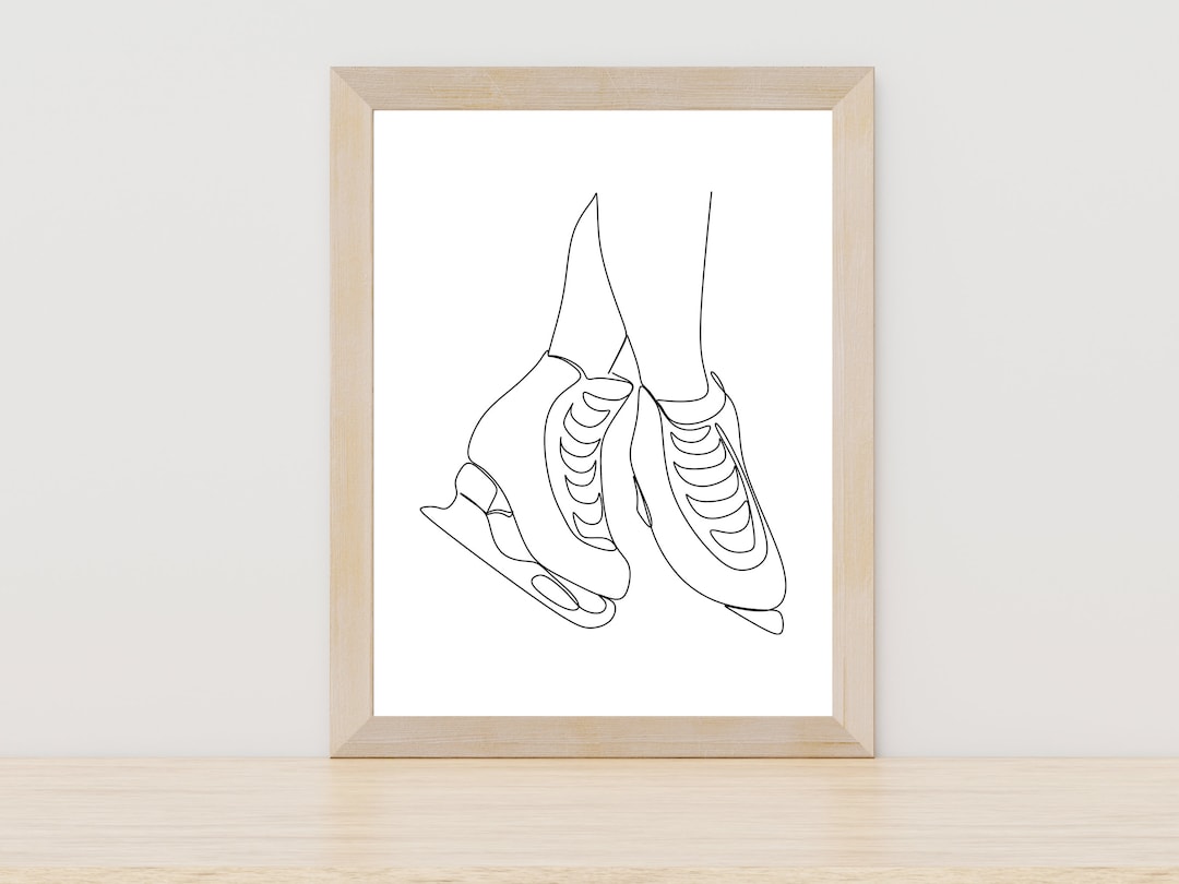 Ice Skates Line Art, Skating Line Art, Holiday Wall Art, Ice Skates