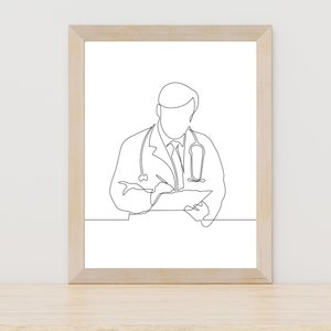 Minimalist Doctor Line Art, Digital Download, Medical Artwork, Surgical Print, Clinic Printable, Med School Drawing,Doctor Office Wall Decor