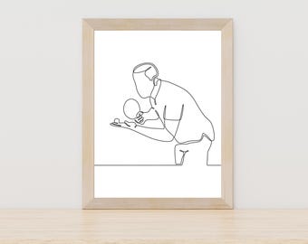 Man Playing Ping Pong Line Art