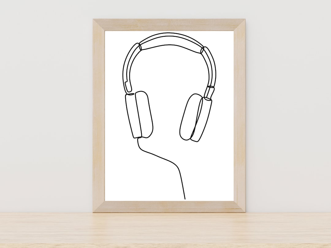 Headphones Line Art Headphones Wall Art DJ Poster Music Lover Print