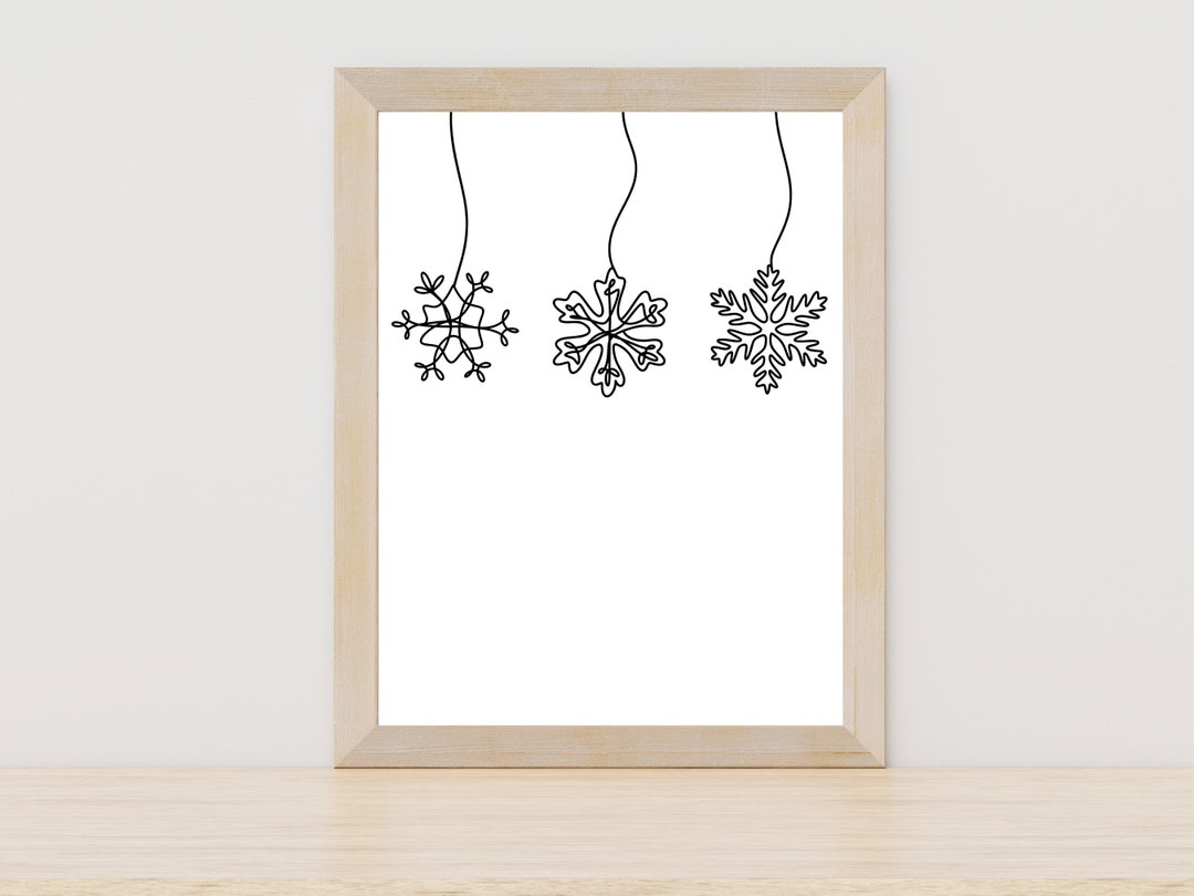 Snowflake Line Art, Winter Wall Decor, Christmas Printable Wall Art