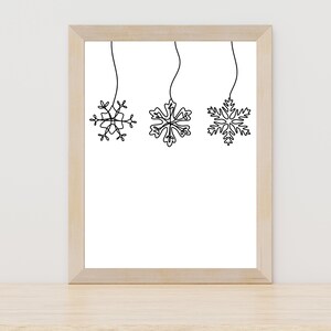 Snowflake Line Art, Winter Wall Decor, Christmas Printable Wall Art, Snowflake Wall Decor,