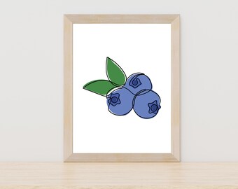 Blueberry watercolor painting