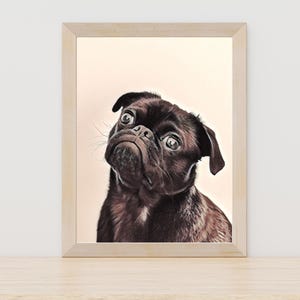 Pug Painting, Pug Art Print, Cute Dog Artwork, Pug Portrait Art, Dog Lover Gift, Pet Wall Decor, Animal Painting Print, Pug Illustration Art