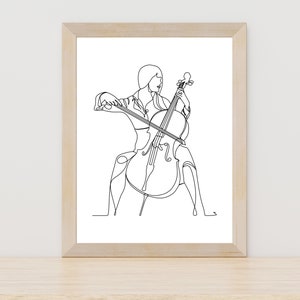 Cello Wall Art, Cello Poster, Minimalist Black and White Digital Art Print, Music Room Decor, Music Studio Decor, Music Gift, Musician Art