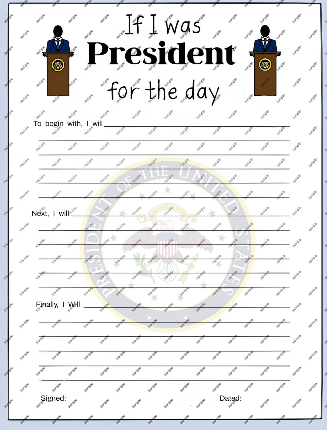 Presidents Day Printable Worksheet - Etsy