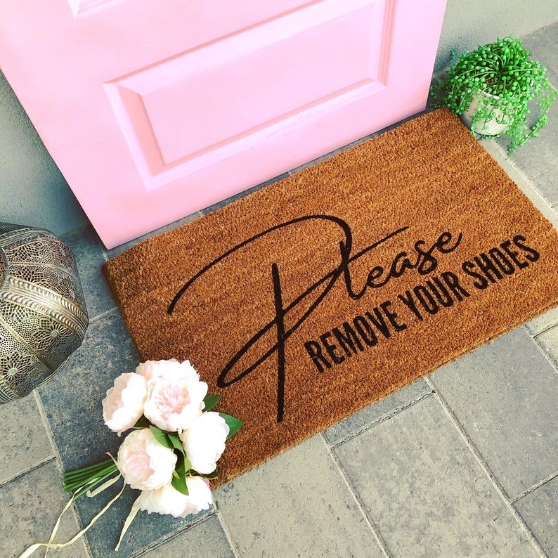 Please Remove Your Shoes Shoes off Doormat Funny Doormat Etsy