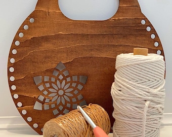 Pre-Drilled Wooden Purse Panel – Crochet, Macramé, Sewing DIY Bag Base