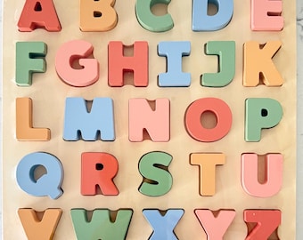 Wooden Alphabet Puzzle: Colorful Montessori Reading Learning Toy for Kids
