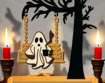 Fall decoration - Halloween decoration - ghosts on a swing