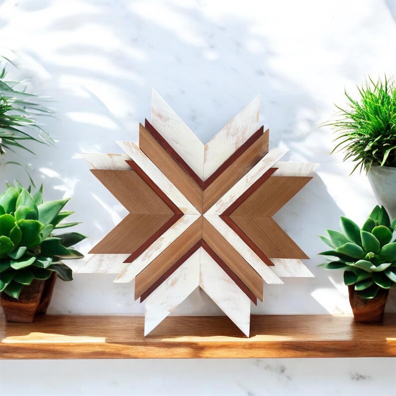 Wooden Star Geometric Wall Art Modern Farmhouse Decoration Housewarming ... - Abstract Geometric Wall Art For Modern Farmhouse Style