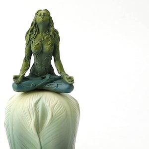 5 3/4" Mother Earth Gaia Sitting Meditation Pose Flower Bell Resin Figurine