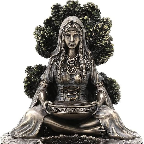 4 7/8" Tall Celtic Goddess Danu Tealight Candle Holder Cold Cast Bronzed Resin Sculpture Wiccan Home Decor Figurine Collectibles