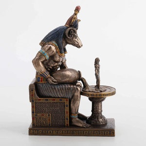 8 1/2 Inch Khnum Egyptian God of Procreation Home Decor Resin Statue Bronze Finish image 3