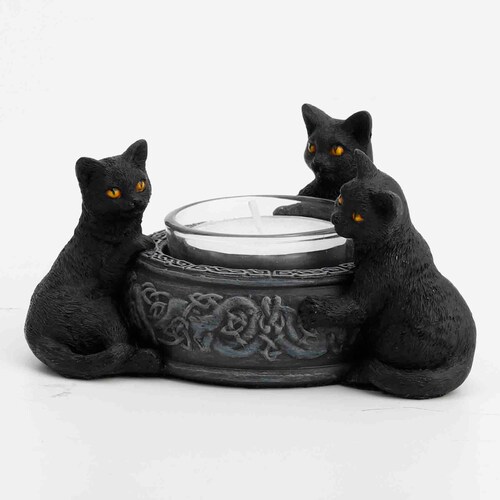 Triple Black Cat Tealight Candle Holder Etsy