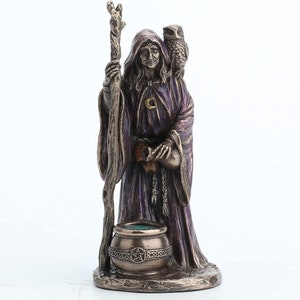 4 1/8 Inch Triple Goddess The Crone Neopagan Wicca Gift Resin Figurine Bronze Finish