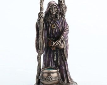 4 1/8 Inch Triple Goddess The Crone Neopagan Wicca Gift Resin Figurine Bronze Finish