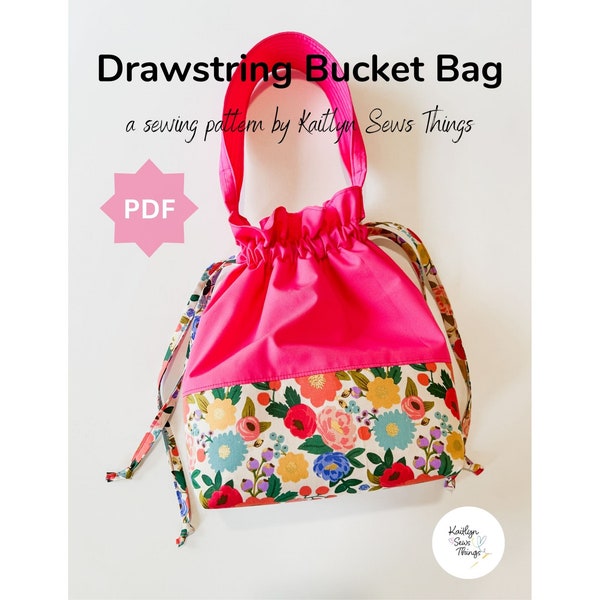 Drawstring Bucket Bag Sewing Pattern, PDF Digital Download