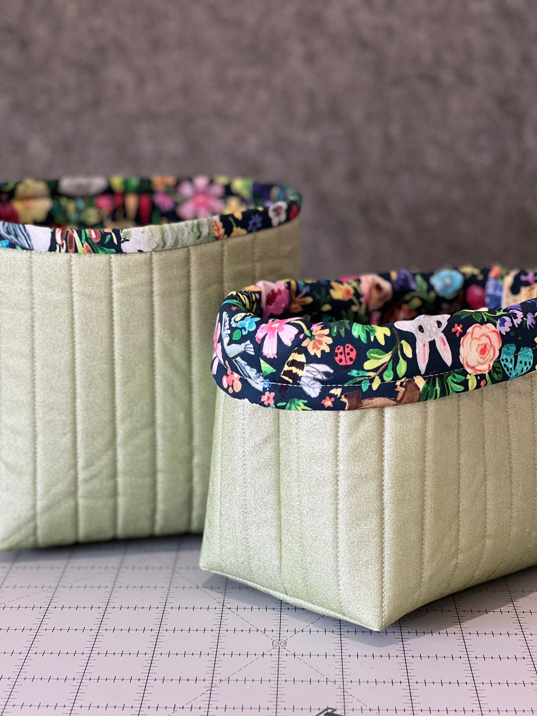 The Quilted Quarter Bin Handmade Fabric Basket Etsy